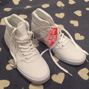 All White High Top Vans